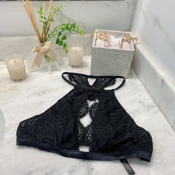 Victoria's Secret Very Sexy Open Front Halter Lace Bralette - Picture 1 of 8